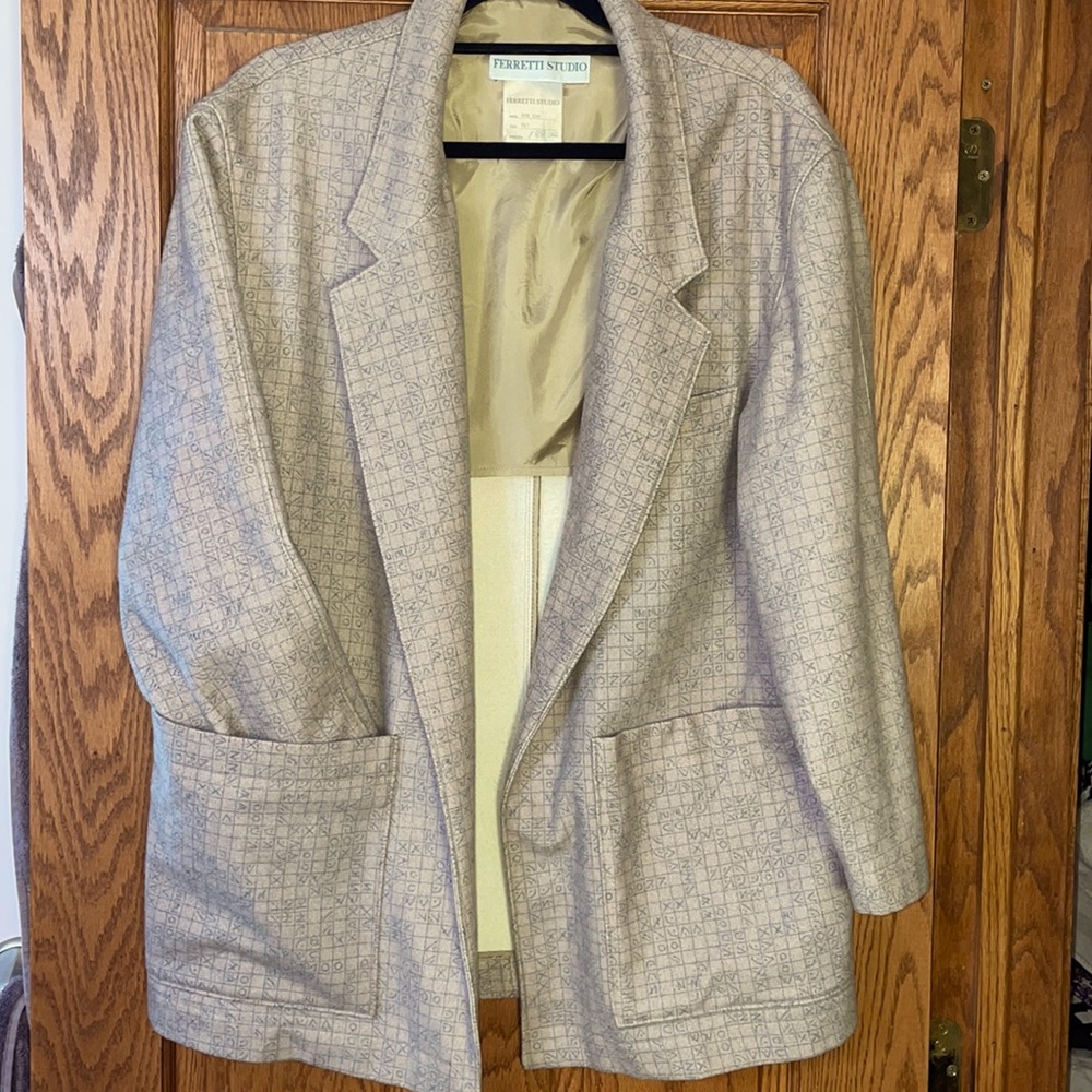 Vintage 80s wool jacket blazer M-L FERRETTI STUDIO Italian made punk Gray VGC